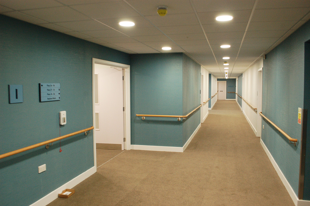 Harwich Extra Care Home grey internal corridor